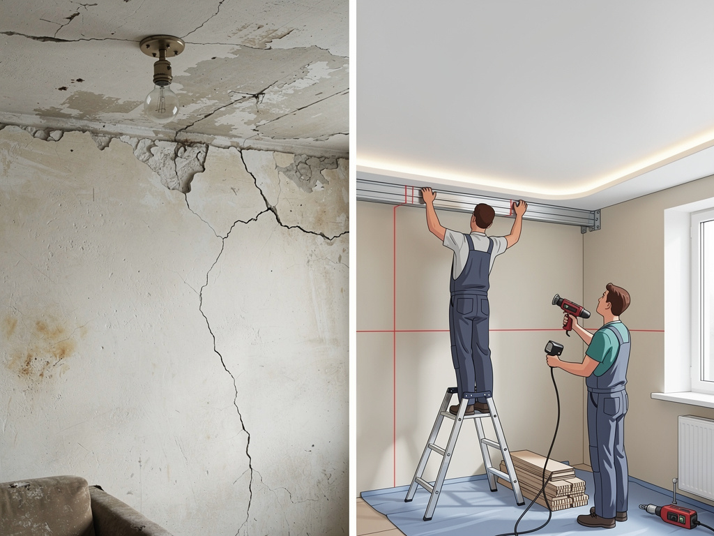 Натяжные потолки в хрущёвке и сталинке: как избежать трещин из-за усадки дома Potolki-Vsem