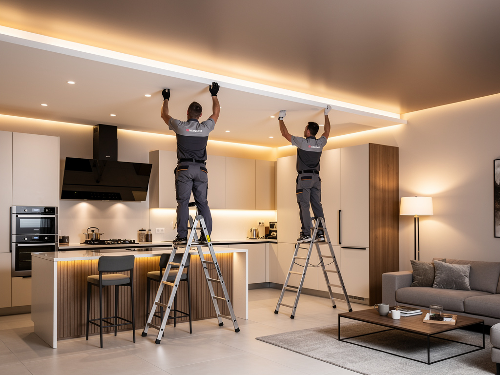 Натяжной потолок в кухне-гостиной: 7 ошибок при зонировании и свете, которые портят ремонт Potolki-Vsem